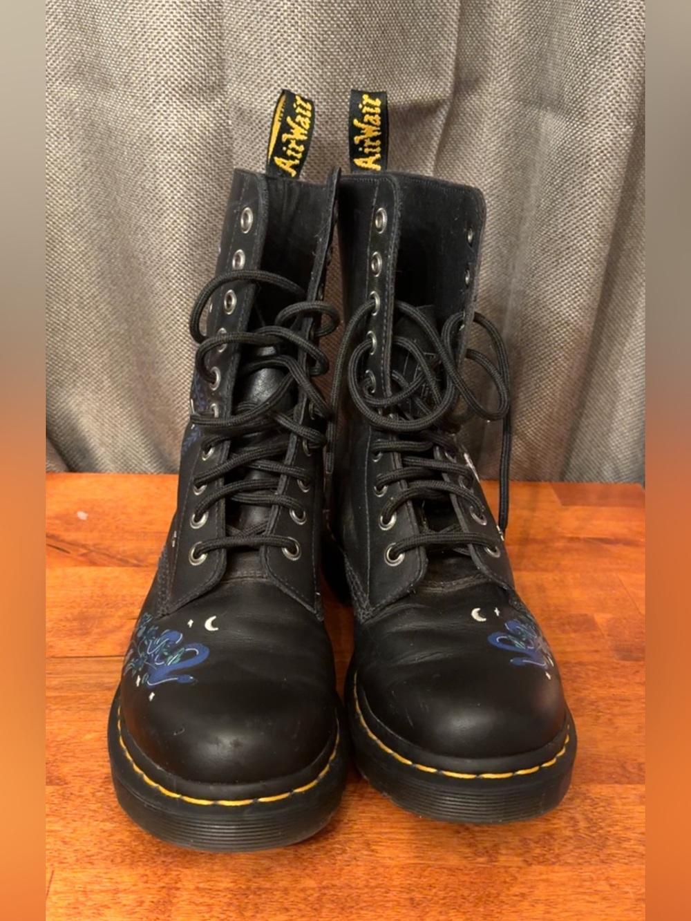 Dr. Martens 1490 Mystic Floral Leather Lace-Up Boot - Black/Blue - Picture 2 of 8